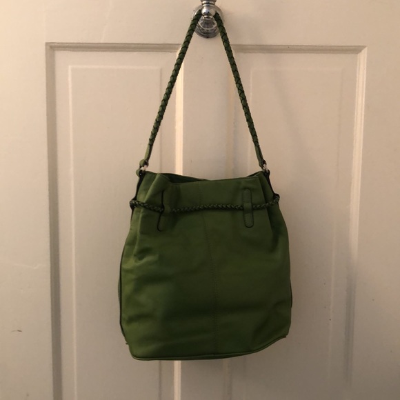 Spring Green Talbots Leather Bucket Handbag Purse - Picture 5 of 8